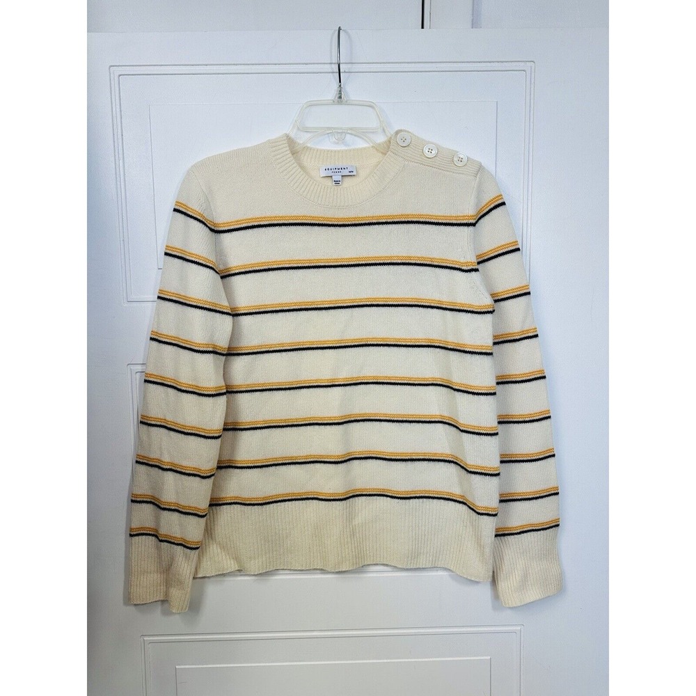 Women's M Equipment Femme Stripe Pullover Sweater Cashmere Blend Pre owned